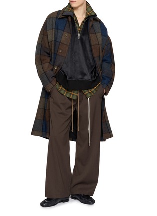 Figure View - Click To Enlarge - SONG FOR THE MUTE - Checkered Bear Wool Coach Coat