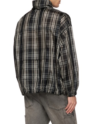 Back View - Click To Enlarge - SONG FOR THE MUTE - Hooded Tartan Sheer Track Jacket
