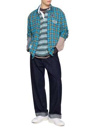 Figure View - Click To Enlarge - SONG FOR THE MUTE - Contrast Rugby Striped Cotton T-Shirt