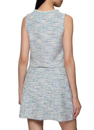 Back View - Click To Enlarge - CRUSH COLLECTION - Crochet Trim Tweed Knit Crewneck Vest