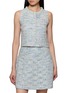 CRUSH COLLECTION Crochet Trim Tweed Knit Crewneck Vest