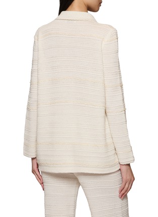 Back View - Click To Enlarge - CRUSH COLLECTION - Shimmer Pointelle Collared Cardigan