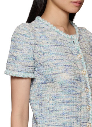 - CRUSH COLLECTION - Crewneck Crochet Trim Tweed Jacket