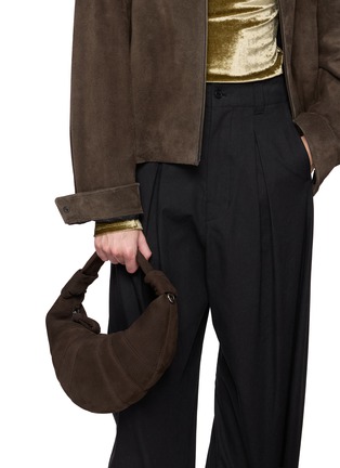 Figure View - Click To Enlarge - LEMAIRE - Mini Fortune Croissant Alpaca Nubuck Leather Shoulder Bag