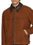  - WOOYOUNGMI - Contrast Collar Leather Zip Up Jacket