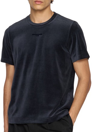  - WOOYOUNGMI - Logo Embroidered Cotton Velour T-Shirt