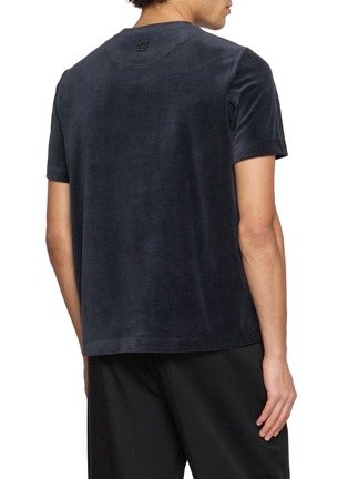 Back View - Click To Enlarge - WOOYOUNGMI - Logo Embroidered Cotton Velour T-Shirt