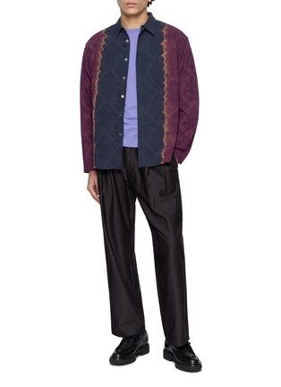 Figure View - Click To Enlarge - SUZUSAN - Tie Dyed Centre Band Cotton Linen Shirt