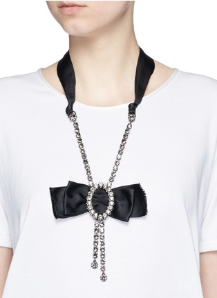 Figure View - Click To Enlarge - LANVIN - 'Courtney' bow charm Swarovski crystal pendant necklace