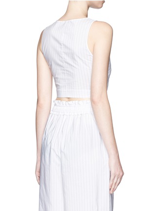 Back View - Click To Enlarge - 3.1 PHILLIP LIM - Knot front pinstripe cropped tank top