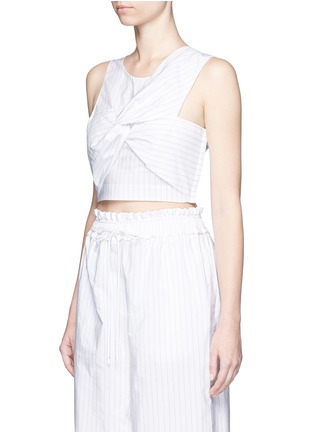 Front View - Click To Enlarge - 3.1 PHILLIP LIM - Knot front pinstripe cropped tank top