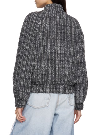 Back View - Click To Enlarge - THE LAURENT - Pearl Stand Collar Tweed Bomber Jacket