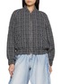 THE LAURENT Pearl Stand Collar Tweed Bomber Jacket