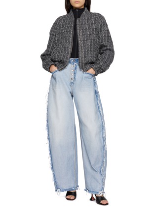 Figure View - Click To Enlarge - THE LAURENT - Pearl Stand Collar Tweed Bomber Jacket