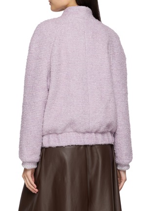 Back View - Click To Enlarge - THE LAURENT - Violet Bouclé Tweed Bomber Jacket