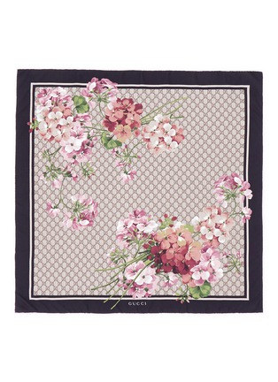 Main View - Click To Enlarge - GUCCI - 'GG Blooms' monogram floral print silk scarf