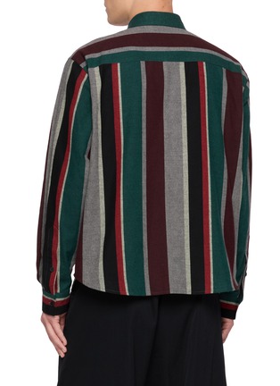 Back View - Click To Enlarge - TOGA VIRILIS - Flannel Striped Cotton Shirt