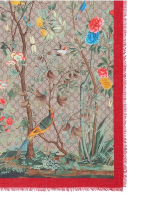 Detail View - Click To Enlarge - GUCCI - 'Tian' monogram nature print modal-silk scarf