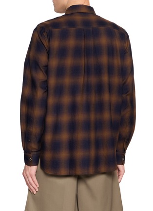 Back View - Click To Enlarge - TOGA VIRILIS - Fringed Ombre Chequered Cotton Shirt