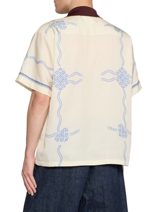 Back View - Click To Enlarge - TOGA VIRILIS - Short Sleeve Inner Print Open Collar Shirt