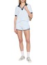Figure View - Click To Enlarge - SPORTY & RICH - Signature Logo Contrast Trim Cotton Terry Shorts