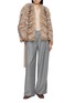 Figure View - Click To Enlarge - YVES SALOMON - Chevron Pattern Fur Self Tie Jacket