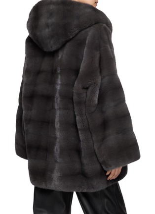 Back View - Click To Enlarge - YVES SALOMON - Hooded Tie Front Fur Jacket