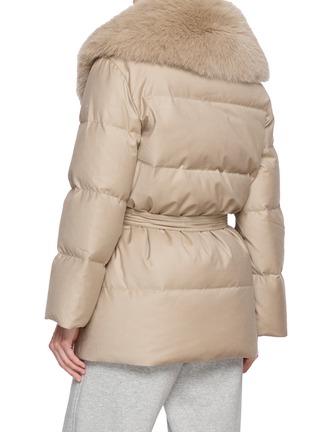 Back View - Click To Enlarge - YVES SALOMON - Detachable Fur Collar Double-Breasted Down Jacket