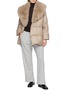 Figure View - Click To Enlarge - YVES SALOMON - Detachable Fur Collar Double-Breasted Down Jacket