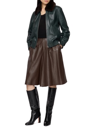Figure View - Click To Enlarge - YVES SALOMON - Fur Collar Leather Jacket