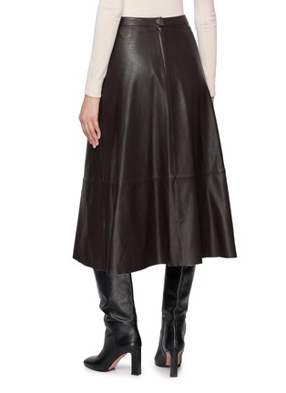 Back View - Click To Enlarge - YVES SALOMON - Flared Leather Midi Skirt