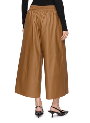 Back View - Click To Enlarge - YVES SALOMON - Cropped Wide Leg Leather Pants
