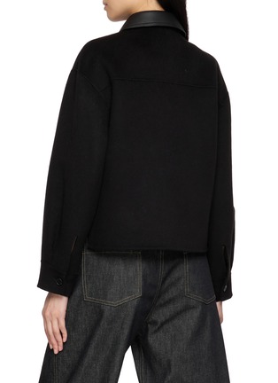 Back View - Click To Enlarge - YVES SALOMON - Contrast Collar Button Up Jacket