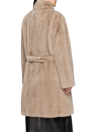 Back View - Click To Enlarge - YVES SALOMON - Stand Collar Belted Fur Coat