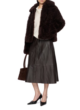 Figure View - Click To Enlarge - YVES SALOMON - Cropped Curly Shearling Jacket