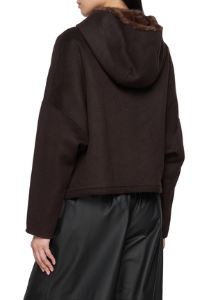 Back View - Click To Enlarge - YVES SALOMON - Mink-Trimmed Wool Hooded Jacket