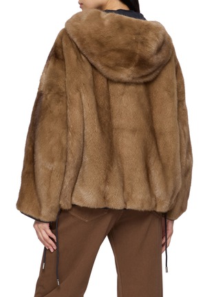 Back View - Click To Enlarge - YVES SALOMON - Reversible Hooded Fur Jacket