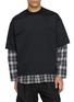COMME DES GARÇONS HOMME Layered Ombré Check Cotton T-Shirt