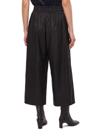Back View - Click To Enlarge - YVES SALOMON - Elasticated Drawstring Cropped Leather Pants