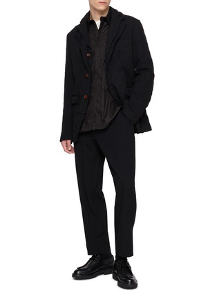 Figure View - Click To Enlarge - COMME DES GARÇONS HOMME DEUX - Lamé Stripe Herringbone Pants