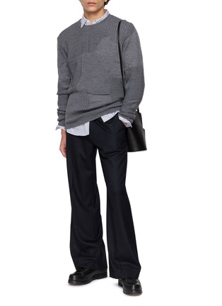 Figure View - Click To Enlarge - COMME DES GARÇONS HOMME DEUX - Patchwork Knit Wool Sweater