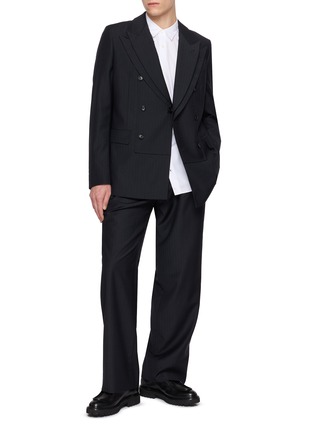 Figure View - Click To Enlarge - COMME DES GARÇONS HOMME DEUX - Shadow Stripe Straight Leg Pants