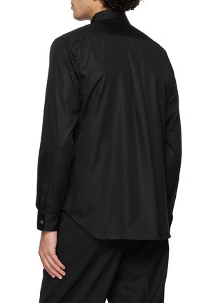 Back View - Click To Enlarge - COMME DES GARÇONS HOMME DEUX - Long Sleeve Asymmetric Zip Cotton Poplin Shirt