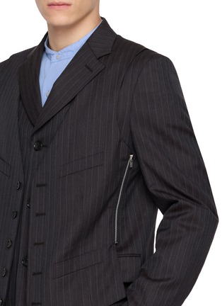  - COMME DES GARÇONS HOMME DEUX - Single Breasted Layered Vest Dobby Stripe Blazer
