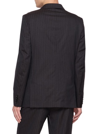 Back View - Click To Enlarge - COMME DES GARÇONS HOMME DEUX - Single Breasted Layered Vest Dobby Stripe Blazer