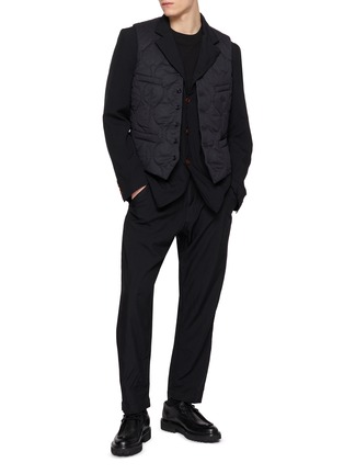 Figure View - Click To Enlarge - COMME DES GARÇONS HOMME DEUX - Single Breasted Contrast Button Oxford Blazer