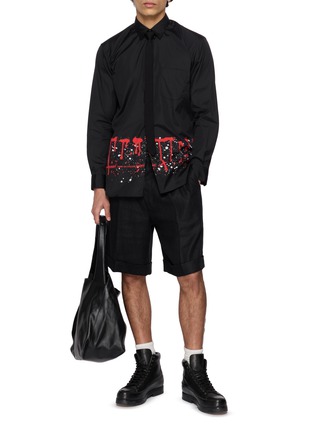 Figure View - Click To Enlarge - COMME DES GARÇONS SHIRT - Paint Drip Hem Cotton Poplin Shirt