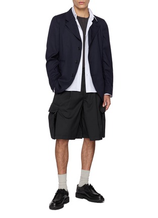 Figure View - Click To Enlarge - COMME DES GARÇONS SHIRT - Gathered Back Herringbone Single Breasted Blazer
