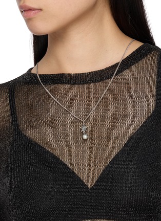 Front View - Click To Enlarge - EMANUELE BICOCCHI - Rose Cross Small Pearl Sterling Silver Necklace