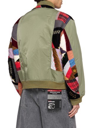 Back View - Click To Enlarge - KHOKI - Quilted Patchwork Bomber Jacket